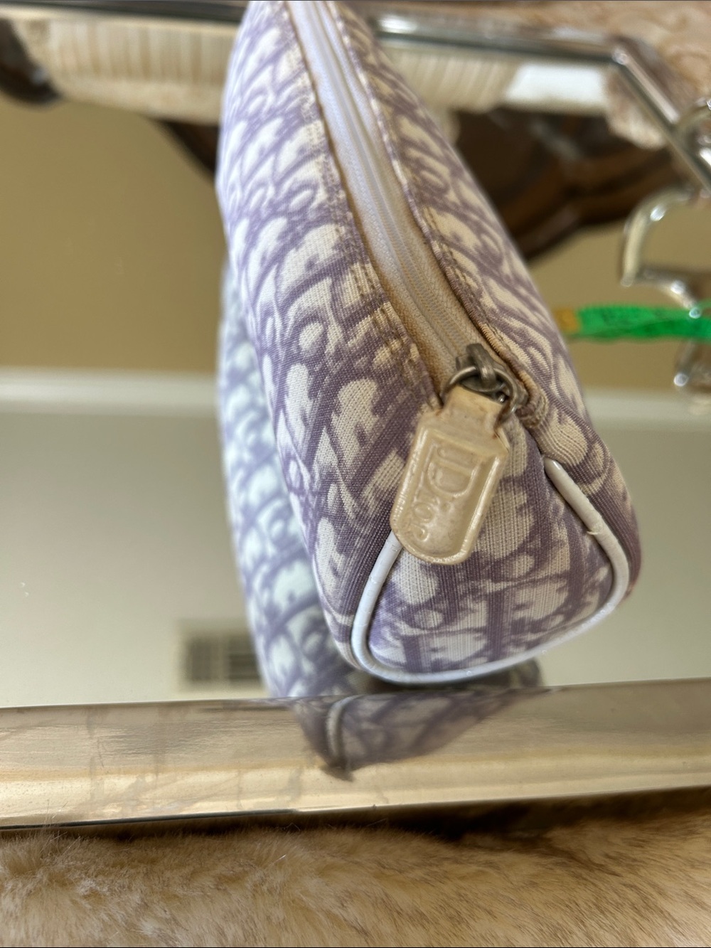 Dior Lavender Oblique Canvas Cosmetic Pouch with White '1' Appliqué ..Callouts - Picture 13 of 15
